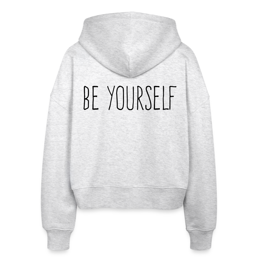 Stanley/Stella Boxy Frauen Bio Zip Hoodie „BE YOURSELF “ - Weiß meliert