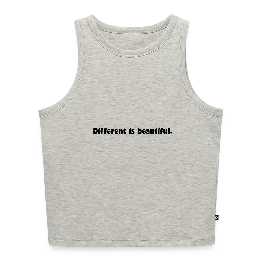 Frauen Cropped Tank Top , Different is beautiful. - Grau meliert