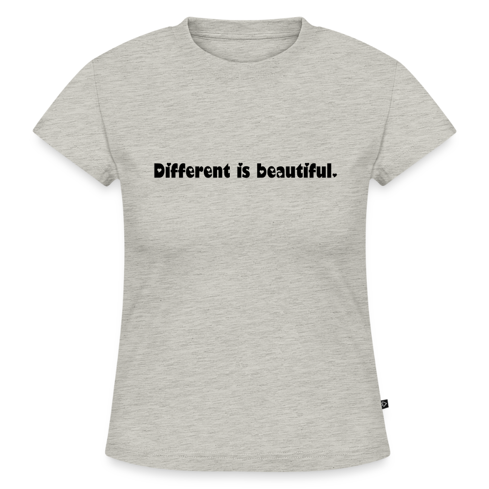 Cropped Frauen Baby Tee. Different is beautiful. - Grau meliert