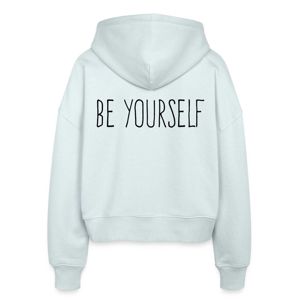 Stanley/Stella Boxy Frauen Bio Zip Hoodie „BE YOURSELF “ - Eisblau