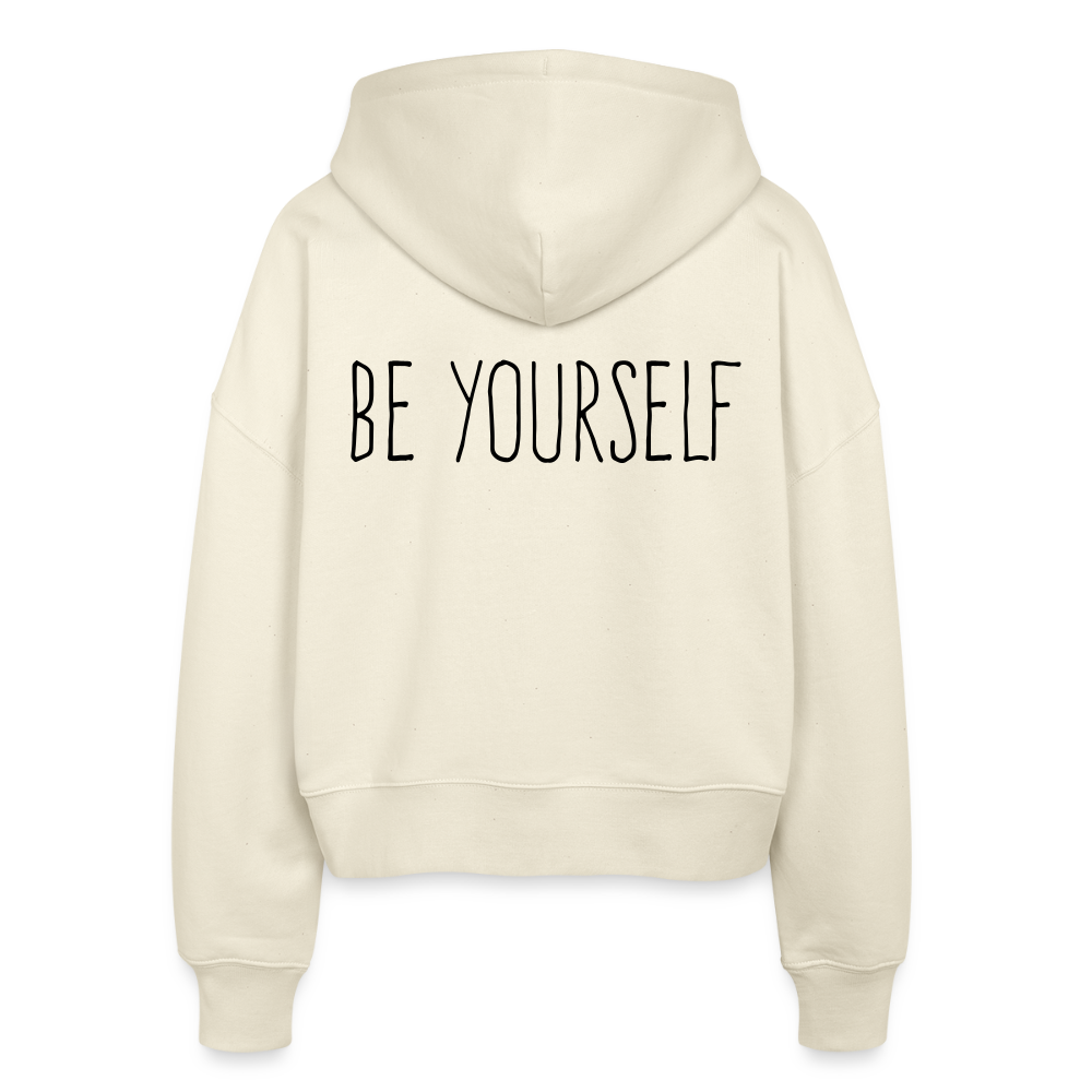 Stanley/Stella Boxy Frauen Bio Zip Hoodie „BE YOURSELF “ - Weißgrau