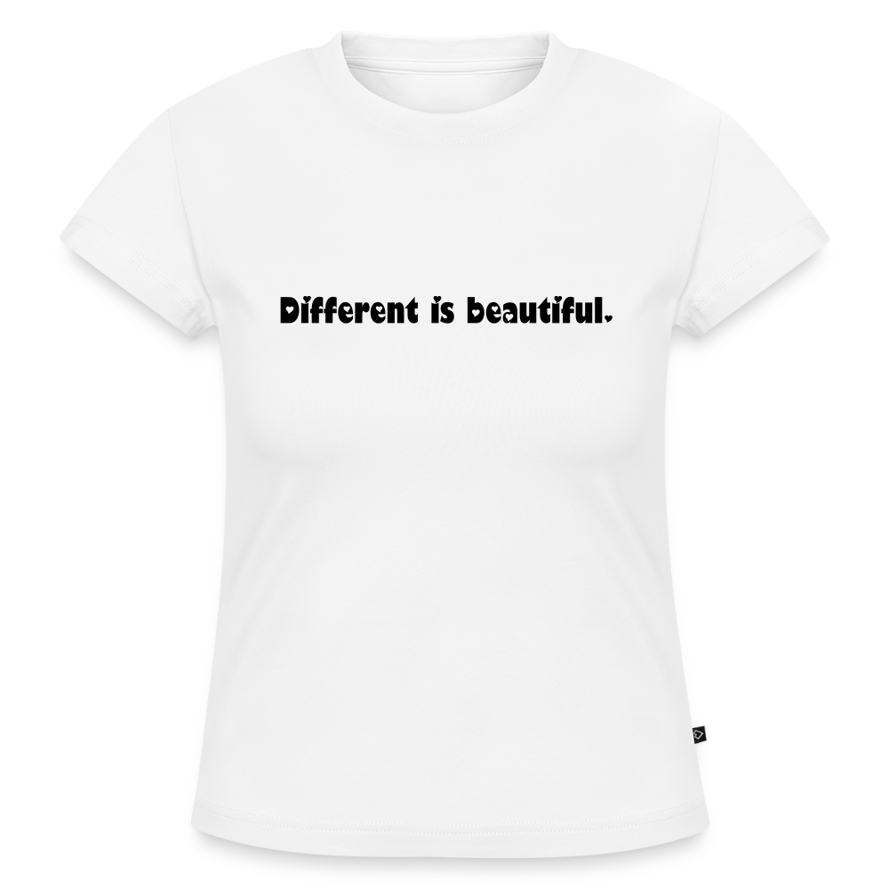 Cropped Frauen Baby Tee. Different is beautiful. - Weiß