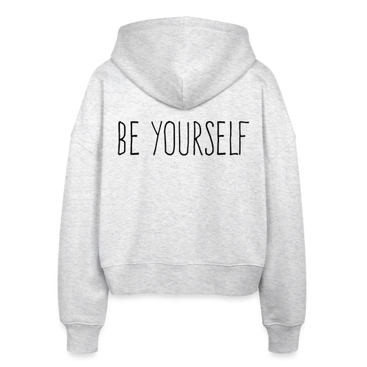 Stanley/Stella Boxy Frauen Bio Zip Hoodie „BE YOURSELF “ - Weiß meliert