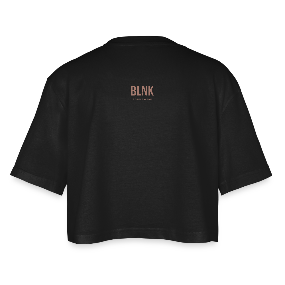 Women’s Oversized Cropped T-Shirt - Schwarz
